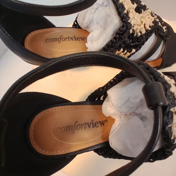 COMFORTVIEW Black Woven Open Toe Women's Sandals Size 7M - Picture 2 of 14
